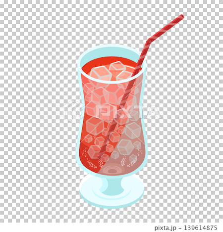 ストロベリーソーダとストローの爽やかなイラスト ストロベリーソーダとストローの爽やかなイラスト 139614875