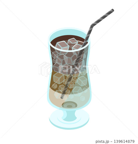 喫茶店のアイスカフェラテとストローのイラスト 喫茶店のアイスカフェラテとストローのイラスト 139614879