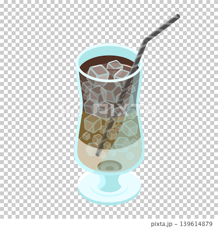 喫茶店のアイスカフェラテとストローのイラスト 喫茶店のアイスカフェラテとストローのイラスト 139614879