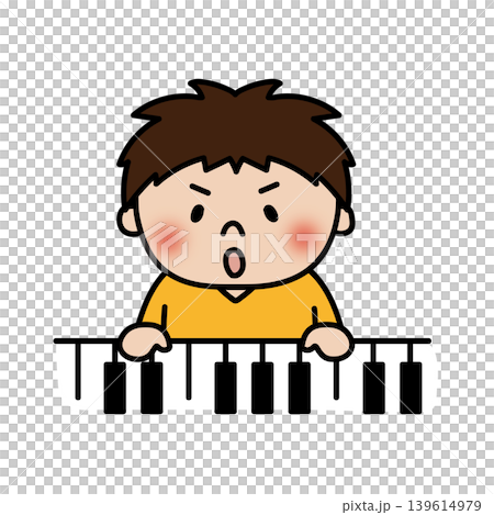 ピアノを弾く元気でやんちゃな子供(男の子) ピアノを弾く元気でやんちゃな子供(男の子) 139614979