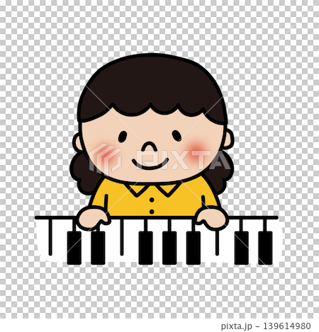 A fluffy, curly-haired girl playing the piano. A fluffy, curly-haired girl playing the piano. 139614980