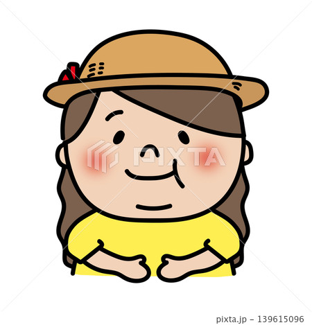麦わら帽子をかぶっているぽっちゃりしたロングヘアの子供(女の子) 麦わら帽子をかぶっているぽっちゃりしたロングヘアの子供(女の子) 139615096
