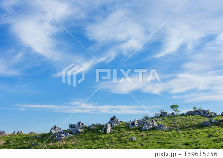 ゴールデンウィークの早朝に広がる四国カルストの絶景風景 139615256