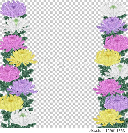 【菊の花のフレーム】手刺繍イラスト素材 【菊の花のフレーム】手刺繍イラスト素材 139615288