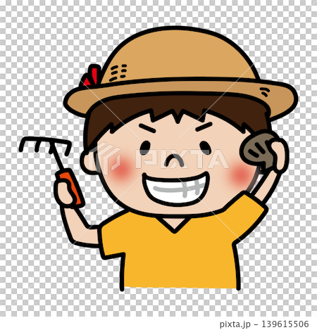 A lively and mischievous boy going clam digging. 139615506