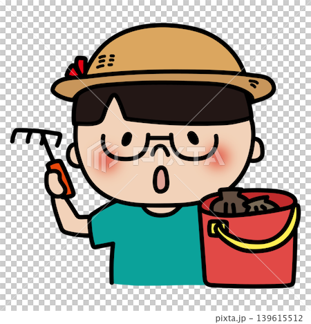 A boy with glasses and smooth hair is clam digging. A boy with glasses and smooth hair is clam digging. 139615512