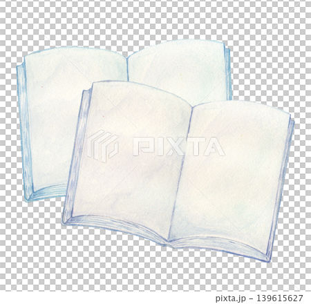 兩本打開的書，水彩畫。 139615627