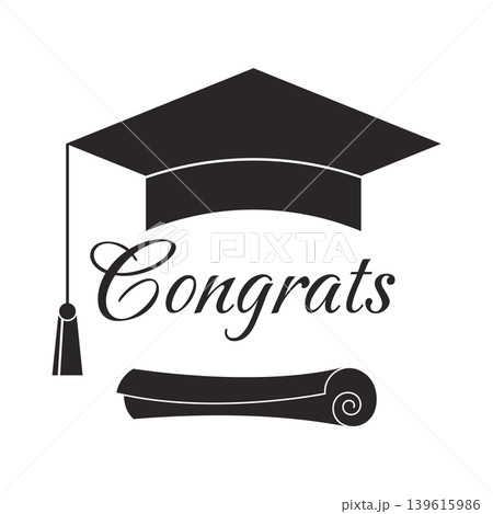 Congratulations graduates design template with graduation cap Congratulations graduates design template with graduation cap 139615986