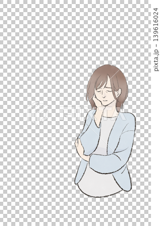 不調に悩む女性 腕組みをして悩む女性 不調に悩む女性 腕組みをして悩む女性 139616024