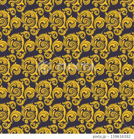 Gold Floral Pattern on Dark Background 139616382