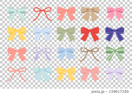 かわいいリボンのイラストセット ベクター パーツ かわいいリボンのイラストセット ベクター パーツ 139617280