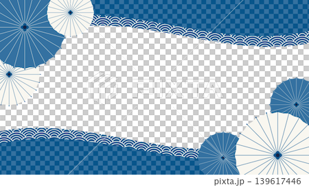 Japanese umbrella frame material (Japanese pattern, indigo blue) Japanese umbrella frame material (Japanese pattern, indigo blue) 139617446