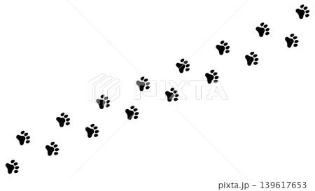 犬や猫などの動物の足跡が斜めに横切る背景 犬や猫などの動物の足跡が斜めに横切る背景 139617653