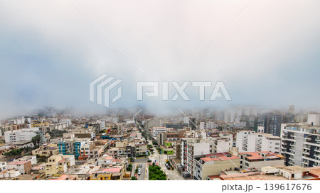 Garua Fog Covering Lima Urban Skyline Garua Fog Covering Lima Urban Skyline 139617676