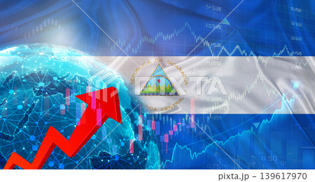 Global financial growth with Nicaragua flag. Financial growth with Nicaragua flag on economic background Global financial growth with Nicaragua flag. Financial growth with Nicaragua flag on economic background 139617970