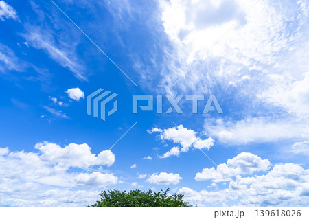 春の青空と雲と新緑 春の青空と雲と新緑 139618026