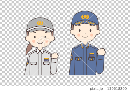 ガッツポーズをしている救急隊員と消防士 ガッツポーズをしている救急隊員と消防士 139618290