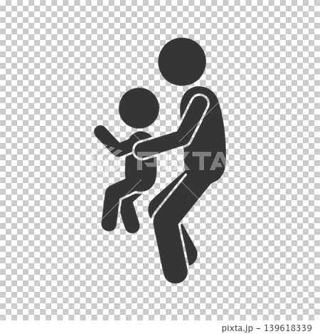 添い寝する親子のシルエットアイコン 添い寝する親子のシルエットアイコン 139618339