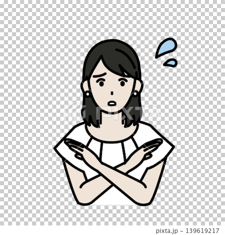 NGのポーズをする清楚系の若い女性のイラスト NGのポーズをする清楚系の若い女性のイラスト 139619217