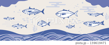 手描きペンタッチお魚イラスト 手描きペンタッチお魚イラスト 139619471