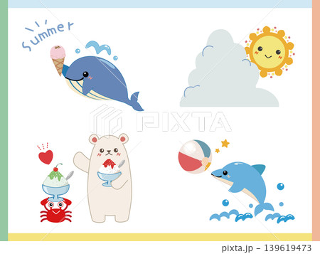 夏のキャラクターのイラストセット 139619473