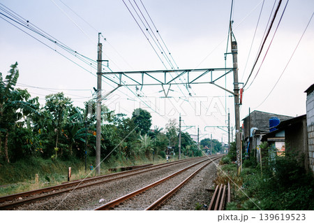 Curved railway tracks used by KRL commuter trains Curved railway tracks used by KRL commuter trains 139619523