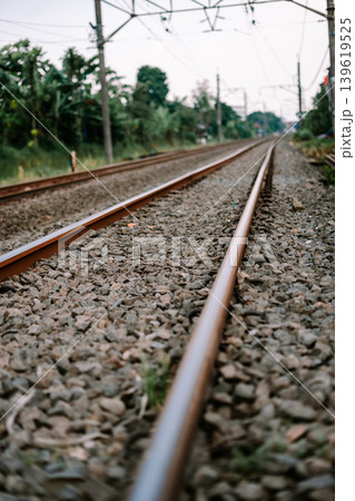 Railway track detail on KRL commuter transportation network Railway track detail on KRL commuter transportation network 139619525