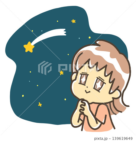 流れ星に願いを掛ける女性 139619649