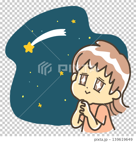 流れ星に願いを掛ける女性 139619649