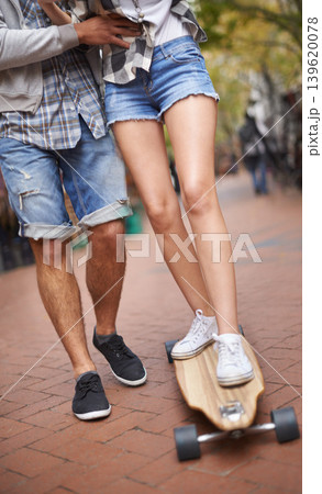 Skateboard ride, legs and learning couple of friends teaching partner sports skills, exercise lesson or practice movement. Skate shoes, date and outdoor people helping, coaching and support balance Skateboard ride, legs and learning couple of friends teaching partner sports skills, exercise lesson or practice movement. Skate shoes, date and outdoor people helping, coaching and support balance 139620078