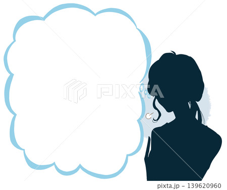 胸を押さえて溜息をつく女性 シルエット 雲形吹き出し 胸を押さえて溜息をつく女性 シルエット 雲形吹き出し 139620960