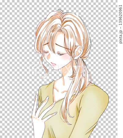 女子摀住胸口－負面 139620961