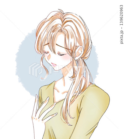 胸を押さえる女性　ネガティブ 139620963