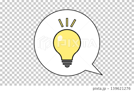 Lightbulb icon speech bubble - simple hand-drawn style illustration material Lightbulb icon speech bubble - simple hand-drawn style illustration material 139621276