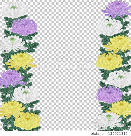 【菊の花のフレーム】手刺繍イラスト素材 【菊の花のフレーム】手刺繍イラスト素材 139621515