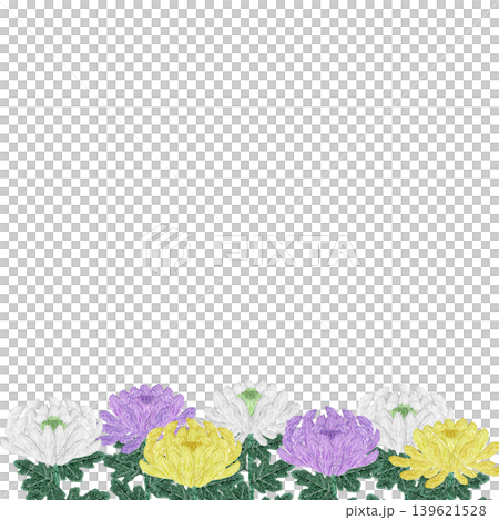 【菊の花のフレーム】手刺繍イラスト素材 【菊の花のフレーム】手刺繍イラスト素材 139621528
