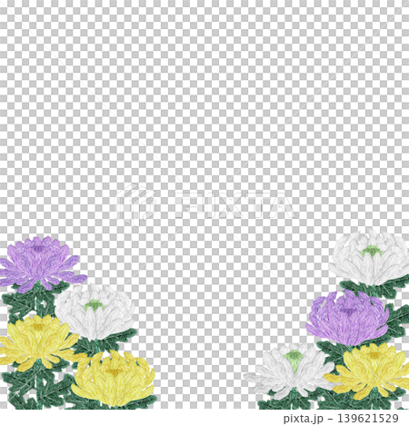 【菊の花のフレーム】手刺繍イラスト素材 【菊の花のフレーム】手刺繍イラスト素材 139621529