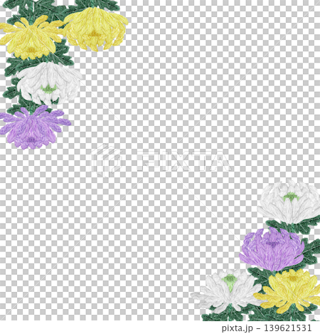 【菊の花のフレーム】手刺繍イラスト素材 【菊の花のフレーム】手刺繍イラスト素材 139621531