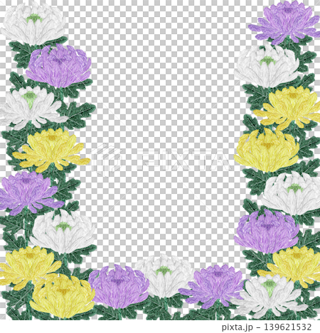 【菊の花のフレーム】手刺繍イラスト素材 【菊の花のフレーム】手刺繍イラスト素材 139621532
