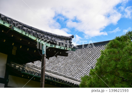 The roof of nijo jo castle, Kyoto, Japan. World Heritage Site. Roof tile pattern. Major tourist attraction in Kansai region in Japan. Japan famous historic architecture. Building exterior. The roof of nijo jo castle, Kyoto, Japan. World Heritage Site. Roof tile pattern. Major tourist attraction in Kansai region in Japan. Japan famous historic architecture. Building exterior. 139621593