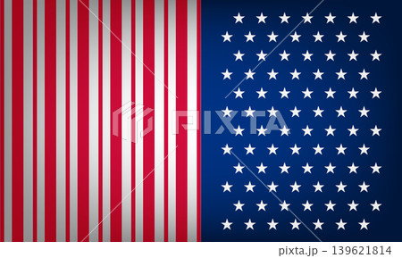Modern Design of the American Flag Showing Stripes and Stars in a Digital Style	 139621814
