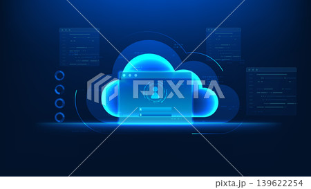 Technology background login interface connected to a private cloud system, representing private cloud technology, secure access, data protection, cloud authentication, cybersecurity Technology background login interface connected to a private cloud system, representing private cloud technology, secure access, data protection, cloud authentication, cybersecurity 139622254