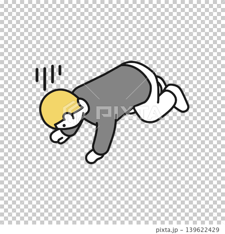 Isometric illustration: A man collapses in disappointment. Isometric illustration: A man collapses in disappointment. 139622429
