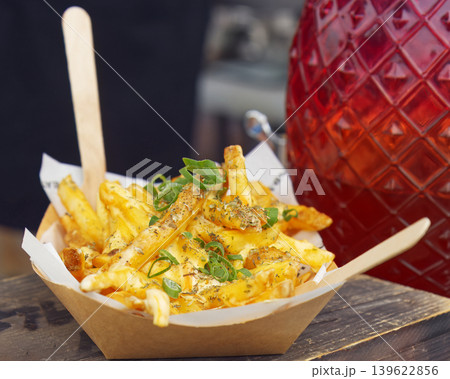 Gourmet loaded cheese fries at Naplavka street food market Gourmet loaded cheese fries at Naplavka street food market 139622856