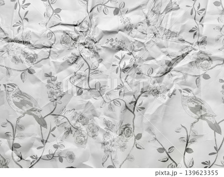 crumpled grayscale floral wallpaper with birds roses vines textured vintage botanical background crumpled grayscale floral wallpaper with birds roses vines textured vintage botanical background 139623355