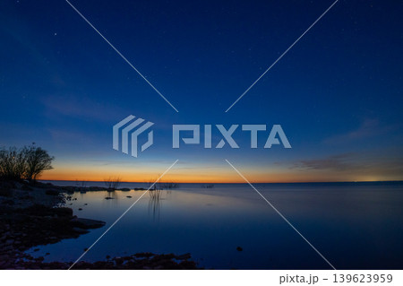 Night water landscape on the lake 139623959