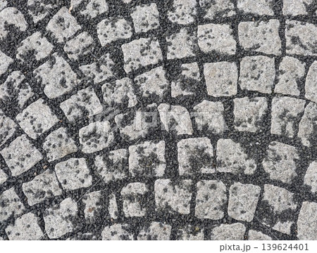 Weathered Round Stone Surface Covered In Moss. Eroded Circular Stone With Moss And Vintage City Vibe Weathered Round Stone Surface Covered In Moss. Eroded Circular Stone With Moss And Vintage City Vibe 139624401