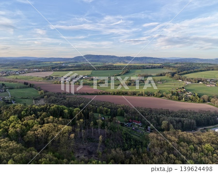 Farm Landscape Overview. Fields With Borders And Patterns. Farmland Seen From Above Reveals Ecosystems 139624498