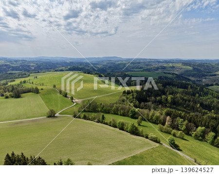 Scenic Landscape With Natural Features. Tranquil Outdoor Scenery With Lush Greenery And Pathways 139624527