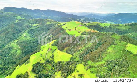 Breathtakingly Stunning Aerial View of Lush Green Hills and Vibrant Fields Beneath the Sky Breathtakingly Stunning Aerial View of Lush Green Hills and Vibrant Fields Beneath the Sky 139624737